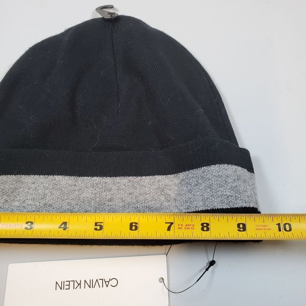 Calvin Klein Beanie Hat Knit Winter Spell Out Mens One Size NWT Black - Picture 8 of 10